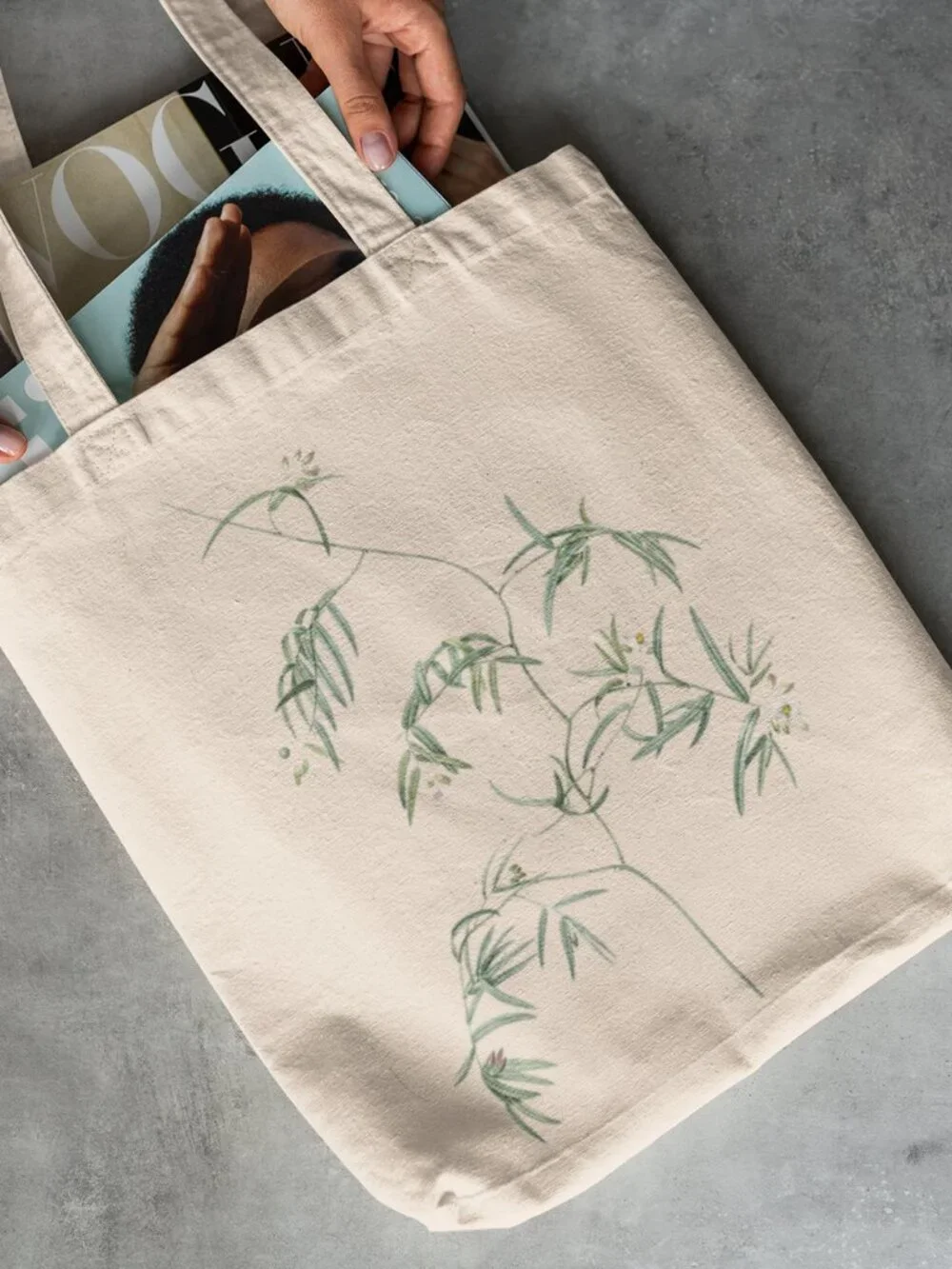 Bridal Creeper Vintage Floral Print Graphic Canvas Tote Bag